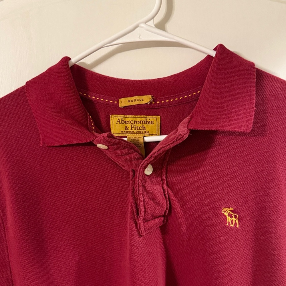 Abercrombie & Fitch L/S long sleeve Burgundy XL Polo Shirt